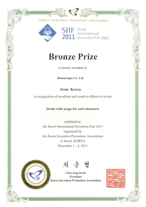 ２０１１年ソウル国際発明展示会の銅メダル